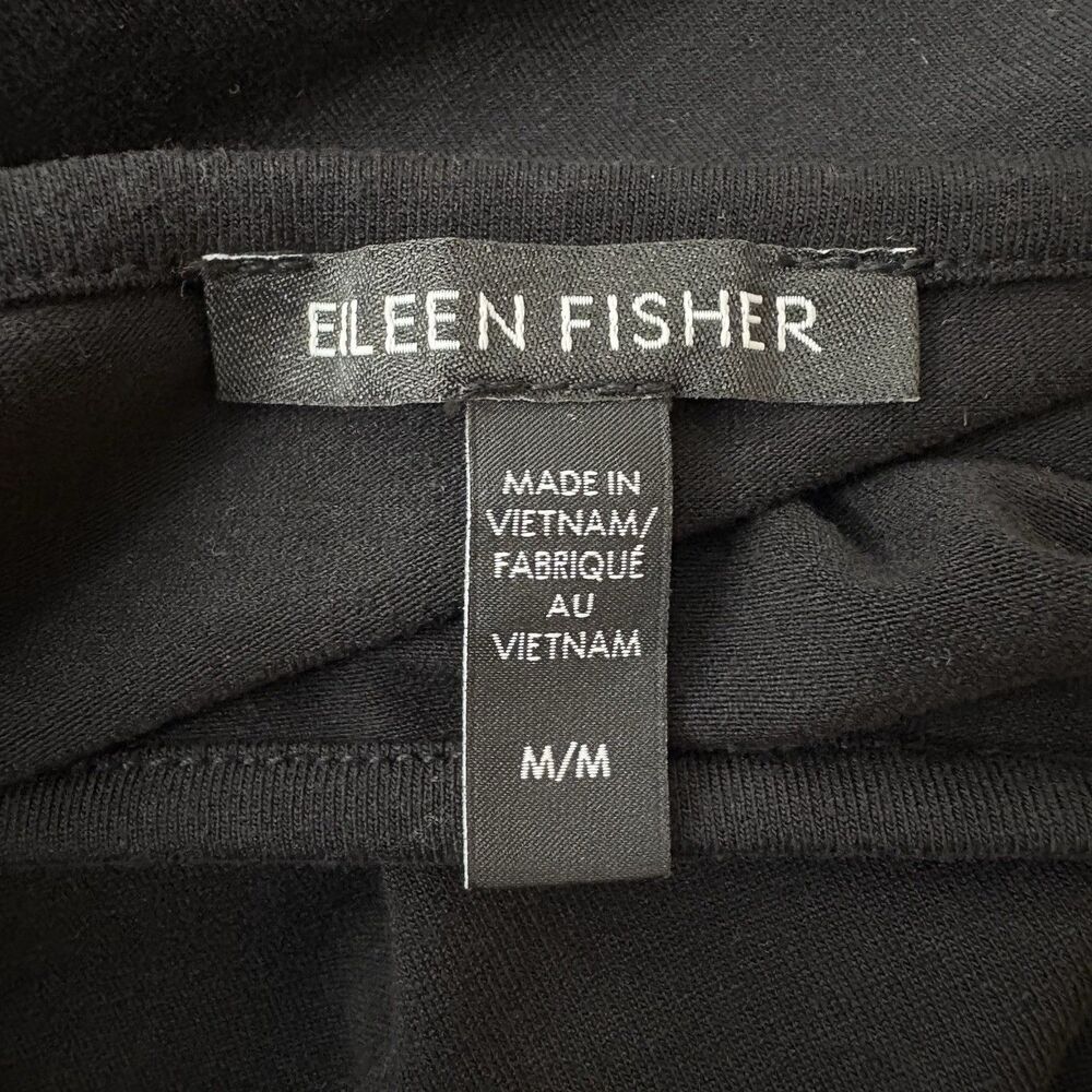 Eileen Fisher Knit Sleeveless Dress Black Round Neck Midi Length Size Medium - Picture 5 of 6
